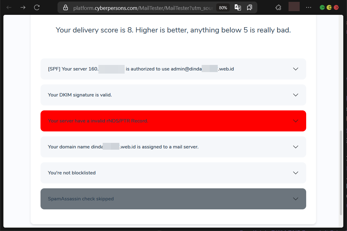 Cara Test Mail Server CyberPanel Agar Tidak Masuk SPAM