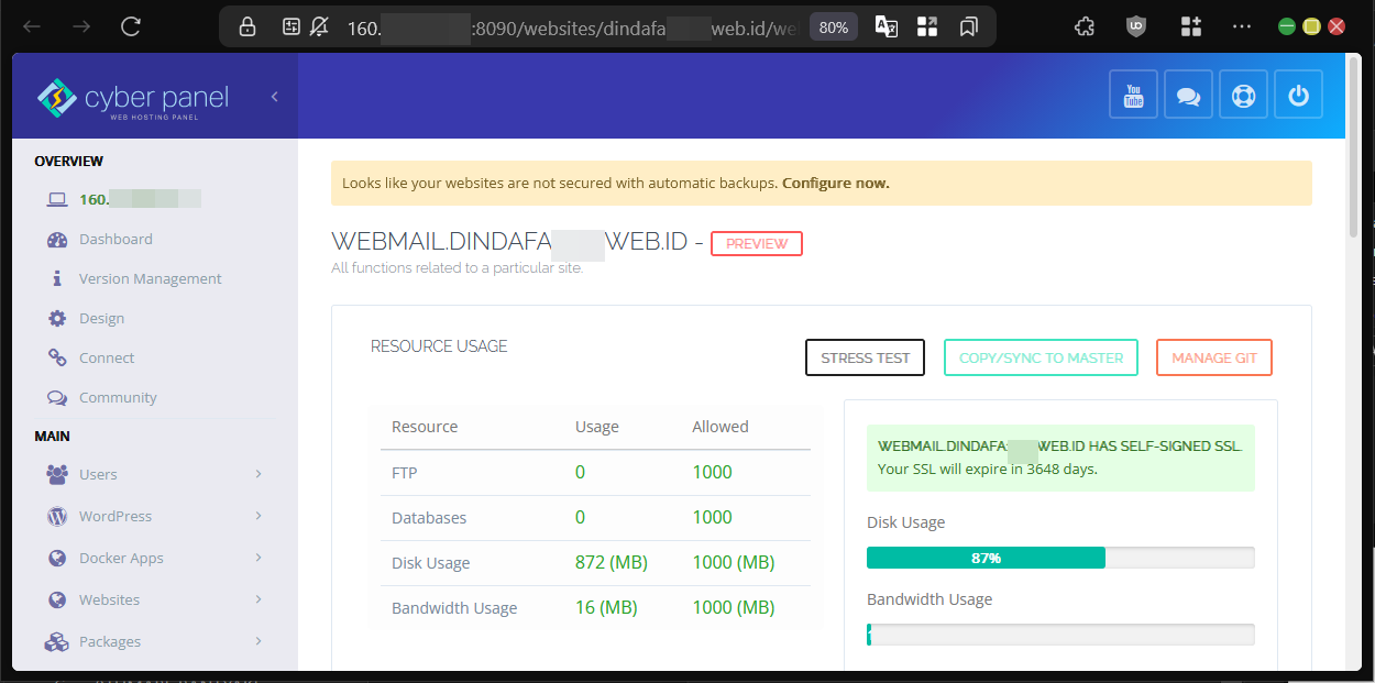 Cara Membuat Child Atau Subdomain Web di CyberPanel
