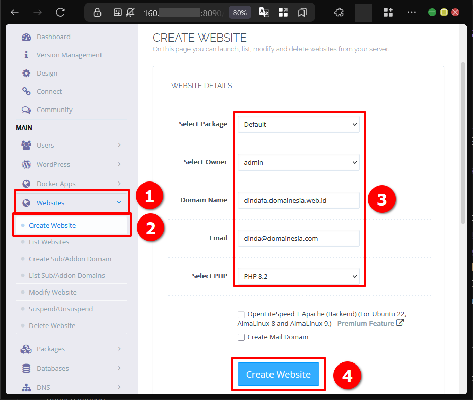 Cara Membuat Child Atau Subdomain Web di CyberPanel