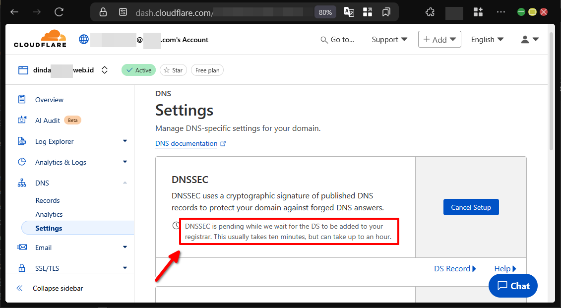 Cara Aktifkan Domain Cloudflare DNSSec di MyDomaiNesia