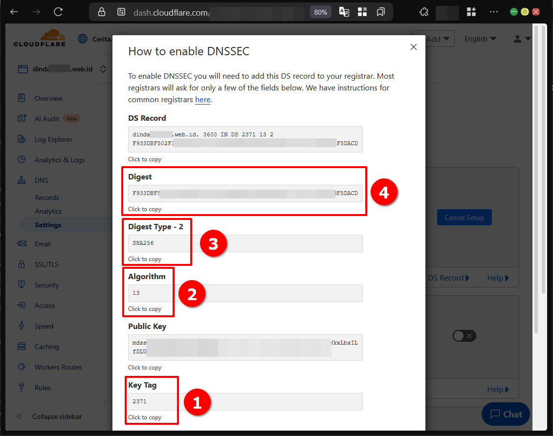 Cara Aktifkan Domain Cloudflare DNSSec di MyDomaiNesia