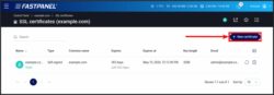 New Certificate Fastpanel