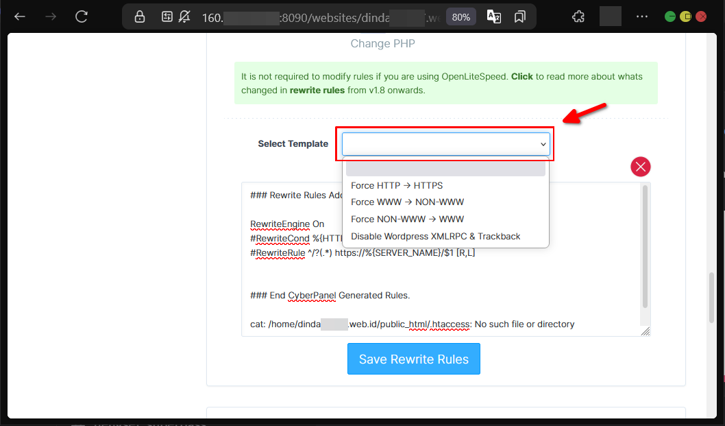 Penjelasan Fungsi Aturan Dari Rewrite Rules CyberPanel