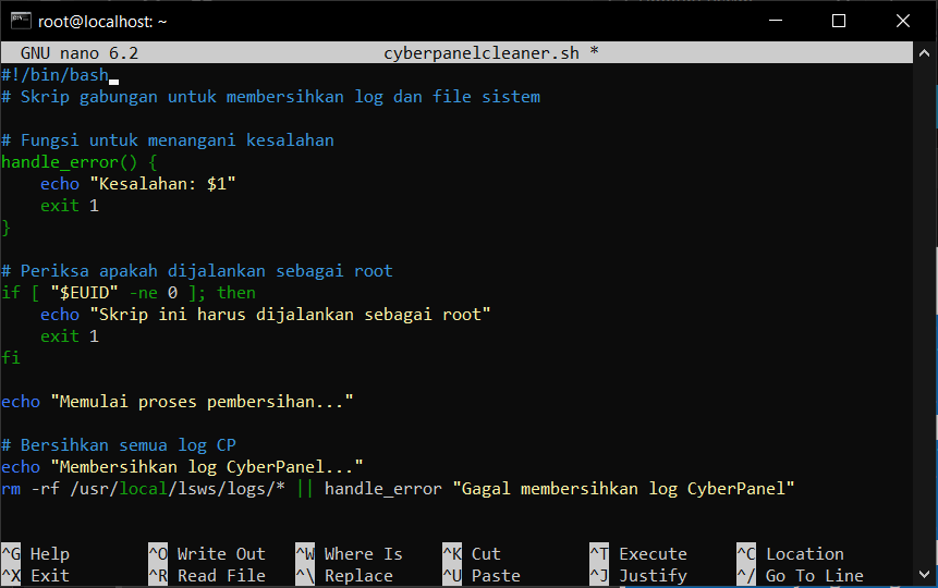 Cara Buat Skrip Logs Cleaner CyberPanel di VPS Ubuntu