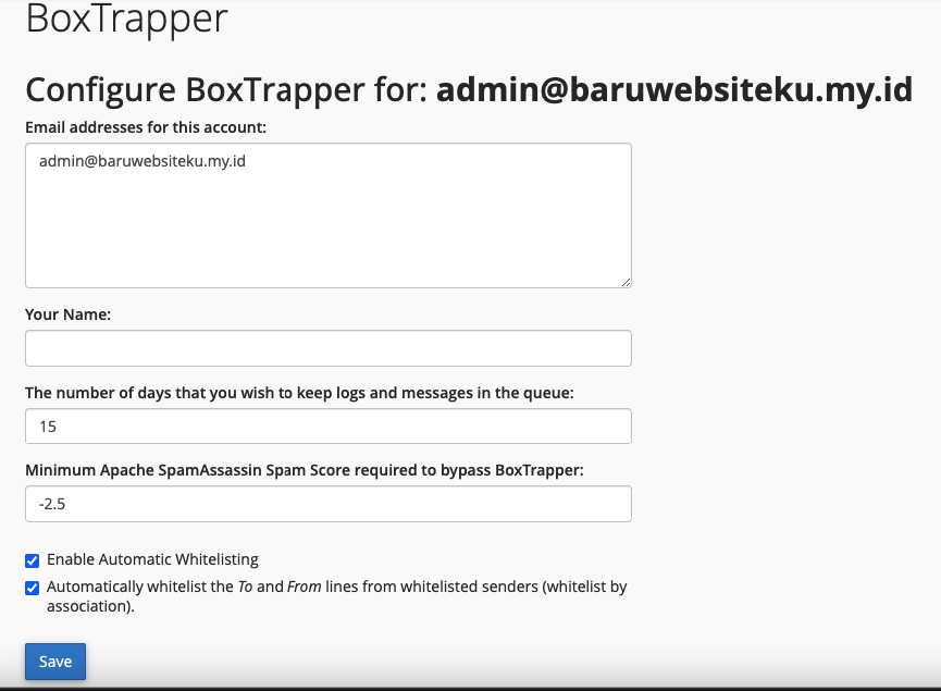 Menggunakan BoxTrapper cPanel
