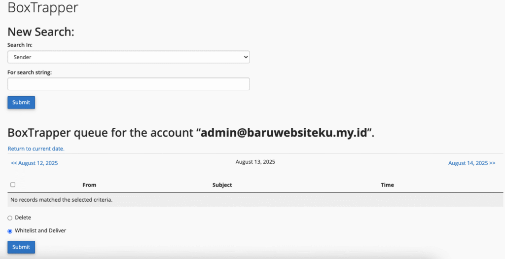Menggunakan BoxTrapper cPanel
