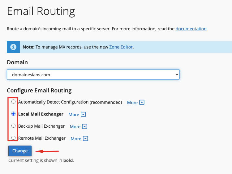 Email routing di cPanel