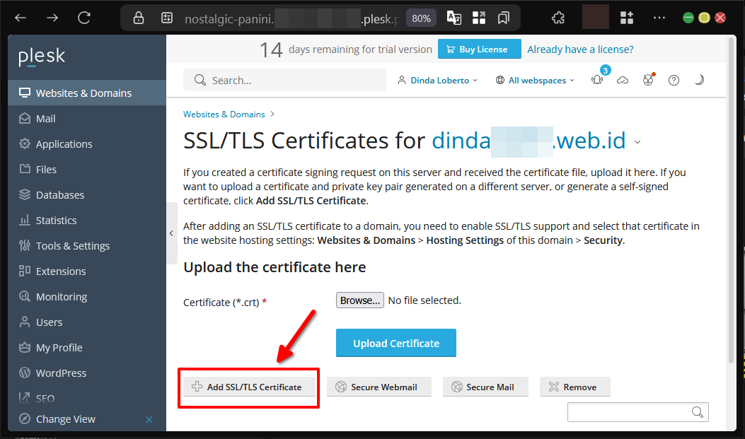 Cara Pasang Sertifikat TLS atau SSL Website di Plesk Panel