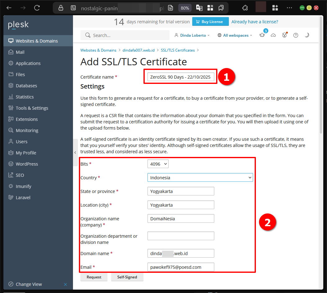 Cara Pasang Sertifikat TLS atau SSL Website di Plesk Panel