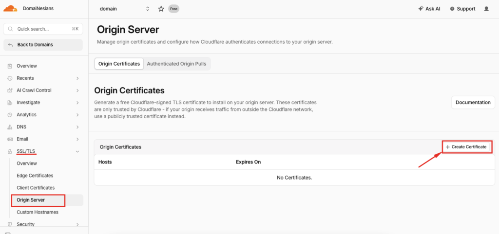 Cara Install SSL Cloudflare Origin CA di CyberPanel 6 Cloudflare Origin CA di Cyberpanel