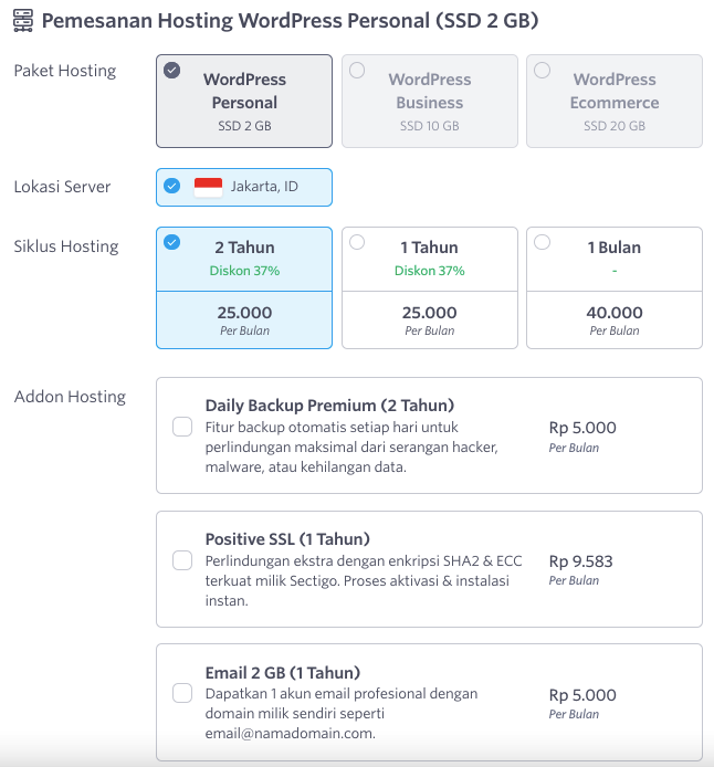 Order Layanan WordPress Hosting di DomaiNesia