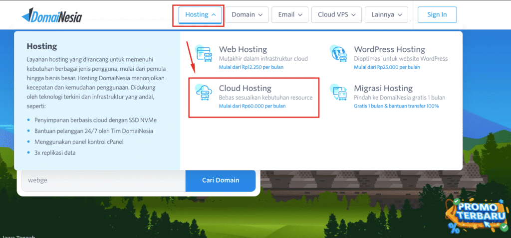 order Cloud Hosting di DomaiNesia