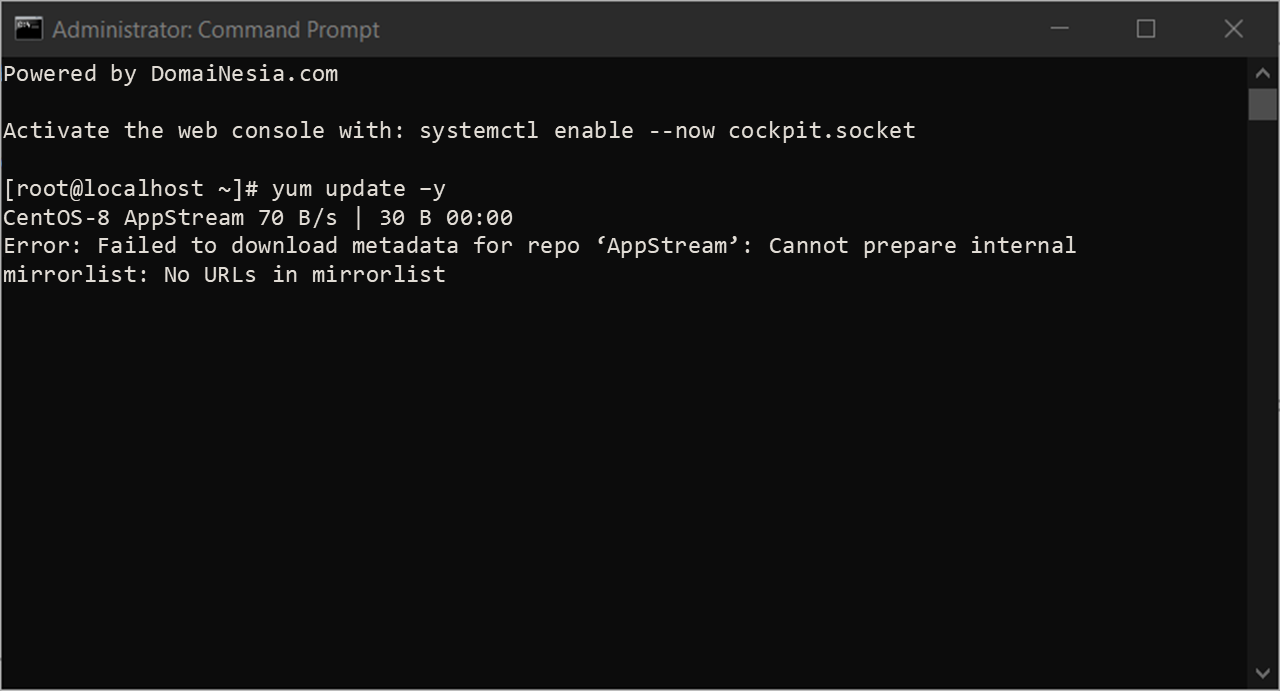 Cara Atasi Eror Inactive Repositories Di CentOS 8 EOL 2 Cara Atasi Eror Inactive Repositories Di CentOS 8 EOL