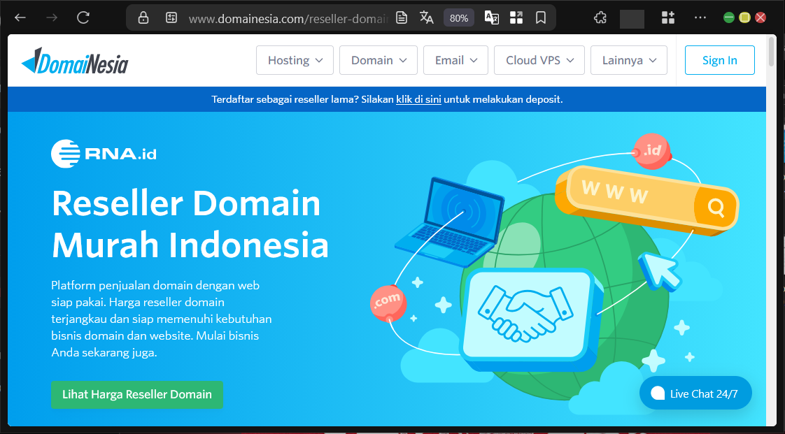 Cara Cek Harga Domain Untuk Reseller Domain di DomaiNesia
