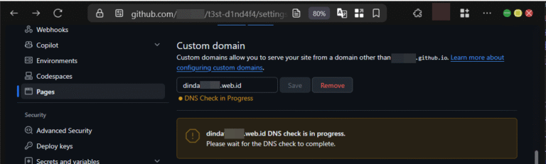 Cara Custom Domain di Github Pages Pada Repository