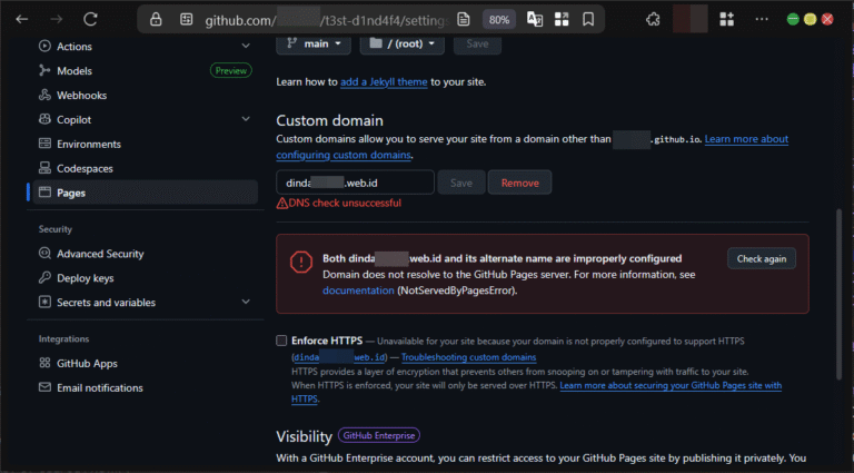 Cara Custom Domain di Github Pages Pada Repository