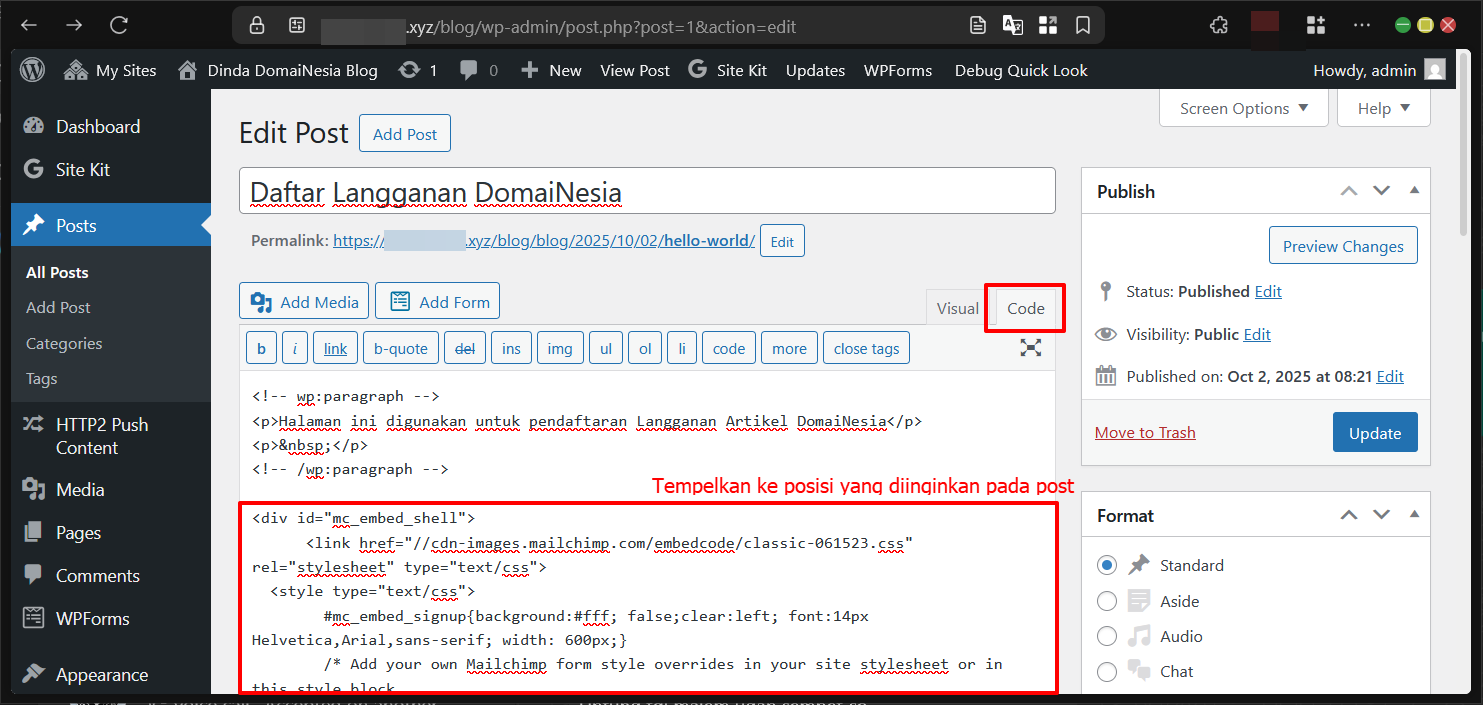 Cara Membuat Email Newsletter Mailchimp di WordPress