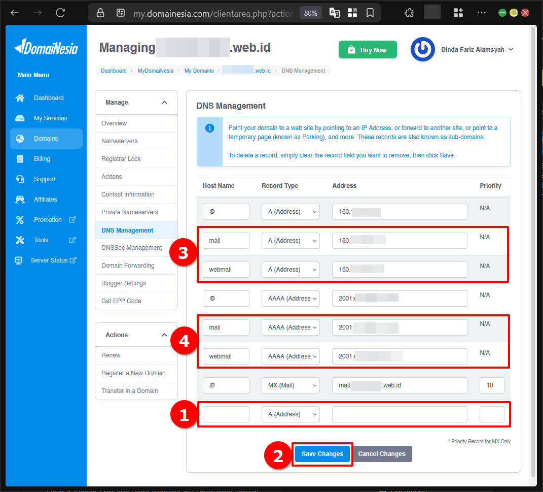 Cara Menghubungkan Subdomain Ke VPS Pada MyDomaiNesia