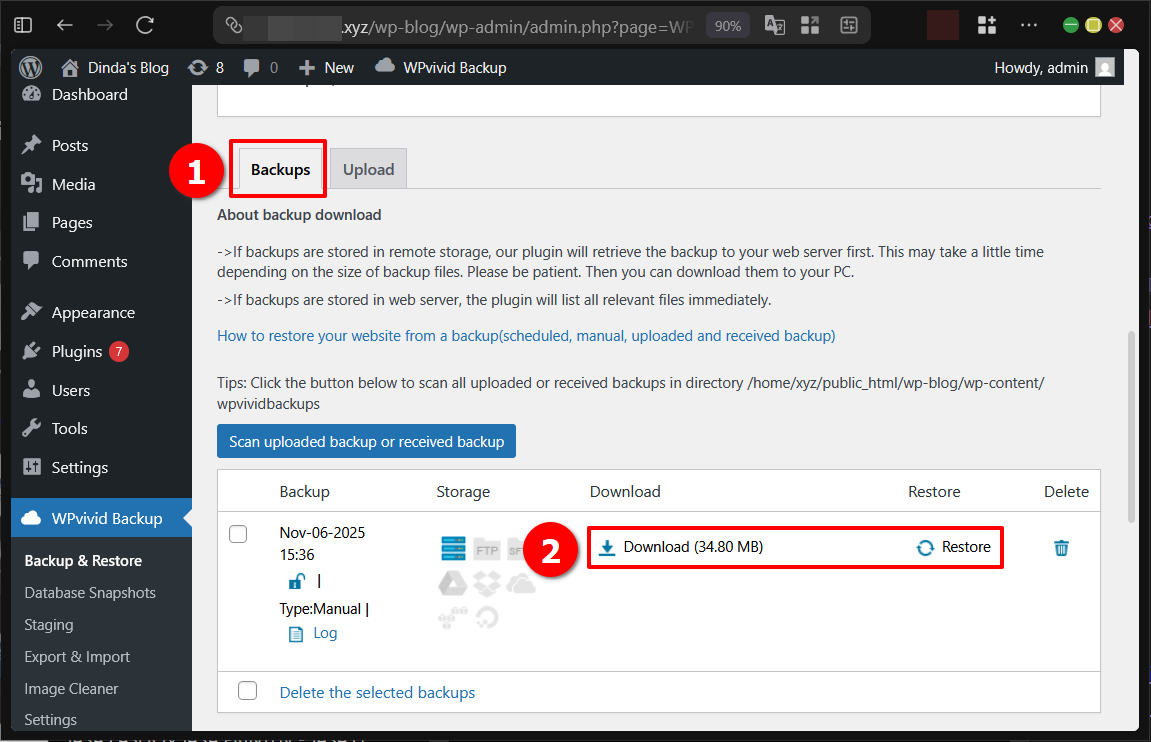 Panduan Backup dan Restore Data Wordpress via Plugin & FTP 7 Panduan Backup dan Restore Data WordPress via Plugin & FTP