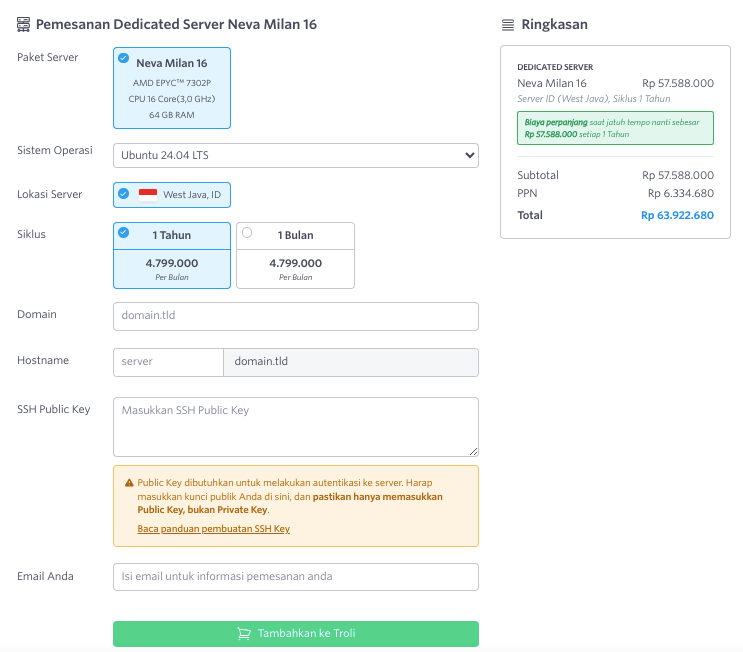 Cara Order Dedicated Server