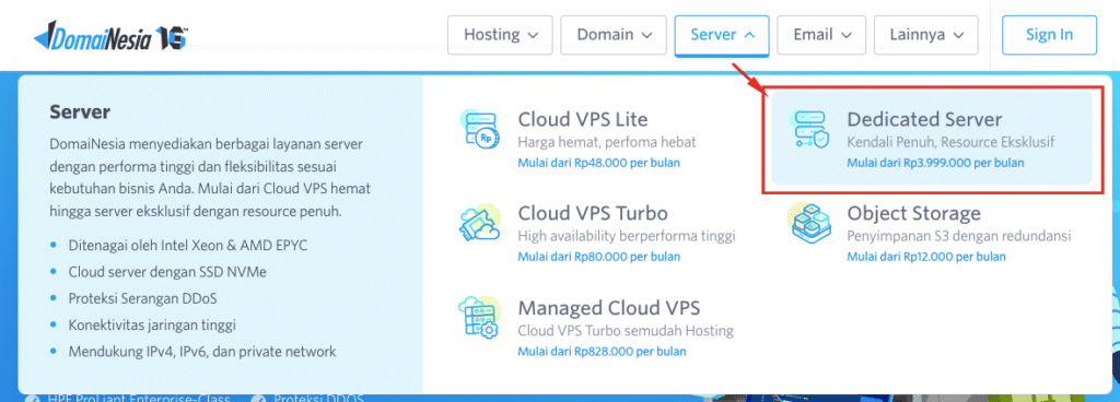 Cara Order Dedicated Server