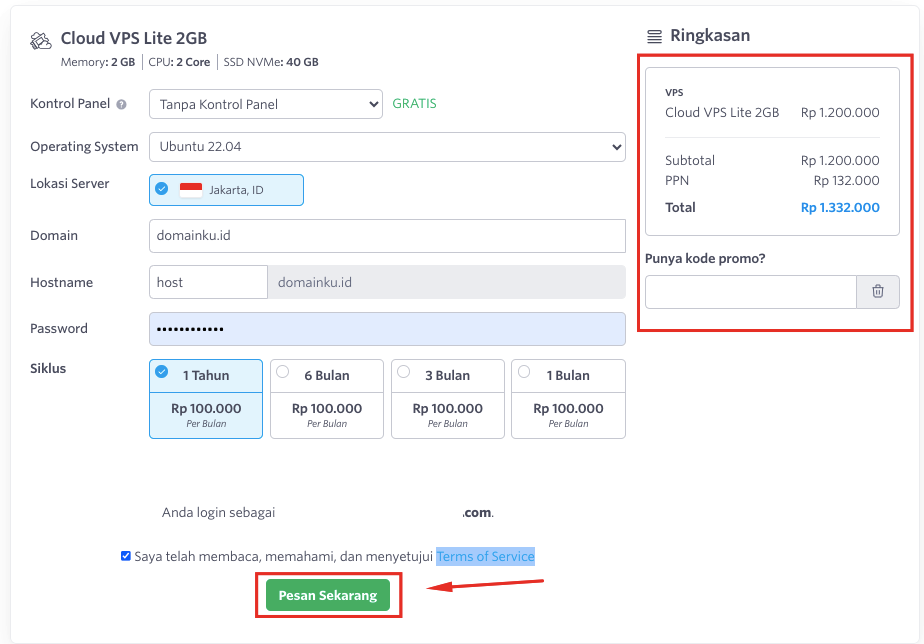 Cara Order Cloud VPS Lite