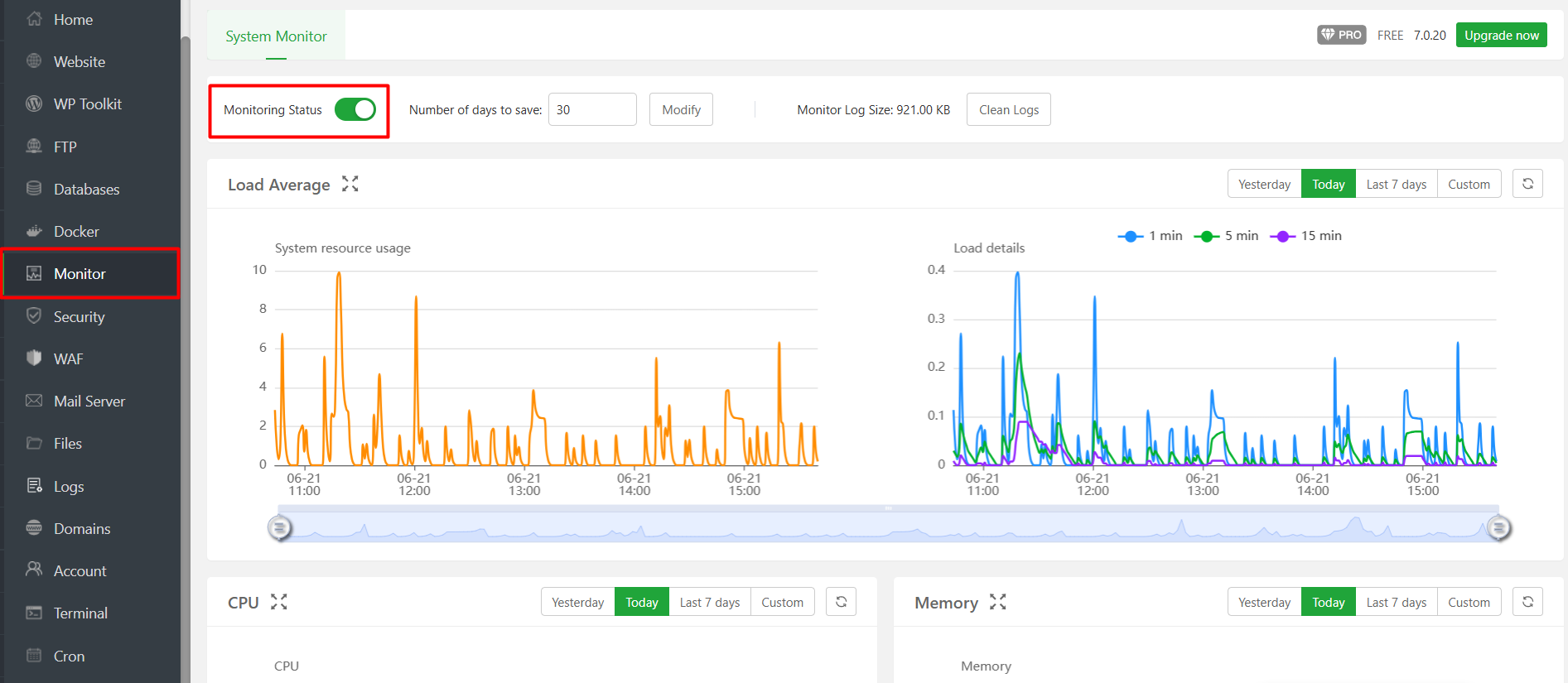 Monitoring Server di aaPanel: CPU, RAM, Disk, dan Network 8 Monitoring Server di aaPanel: CPU, RAM, Disk, dan Network 7