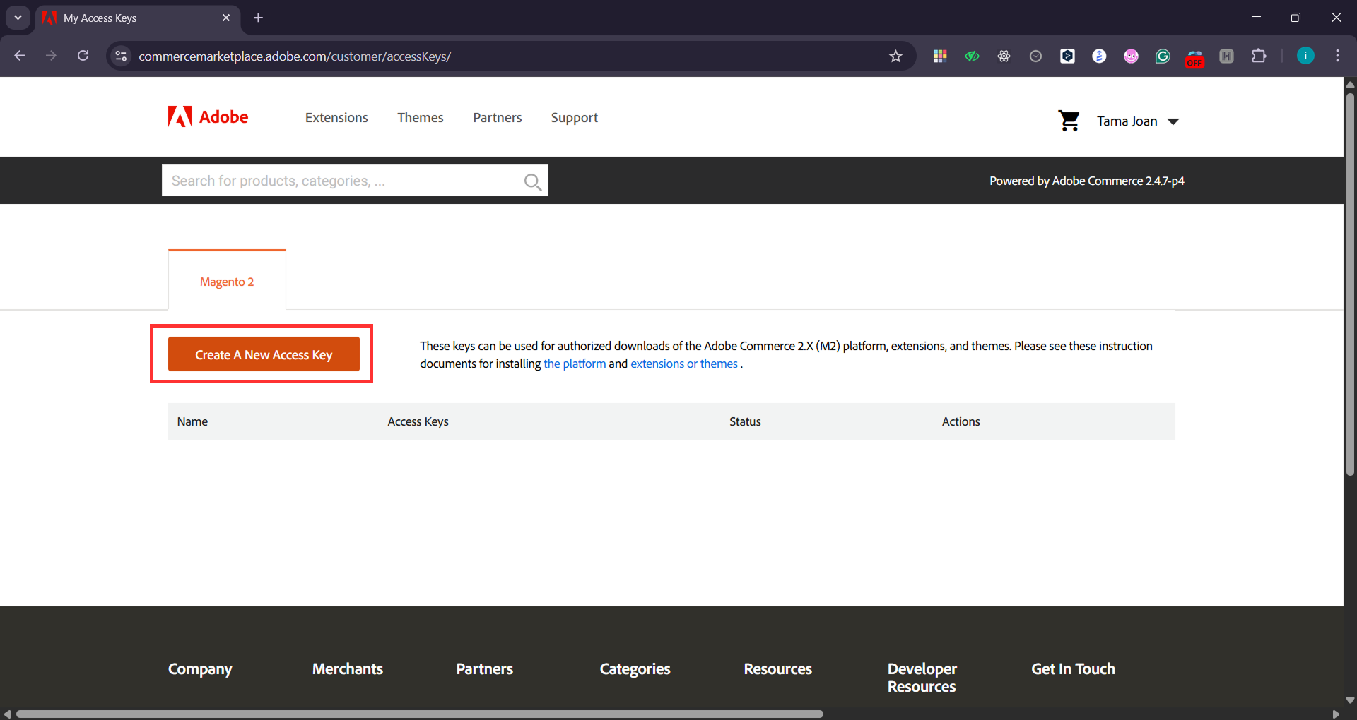 Tutorial Instal Magento dan Optimasi untuk E-commerce di VPS 4 Buat Access Keys