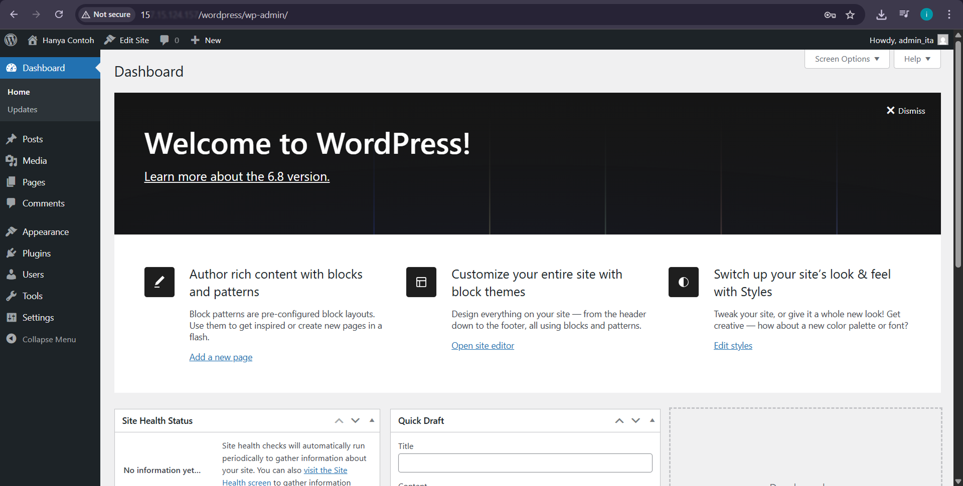 Tutorial Mudah Instalasi WordPress dengan LAMP Stack di VPS 7 Dashboard WordPress