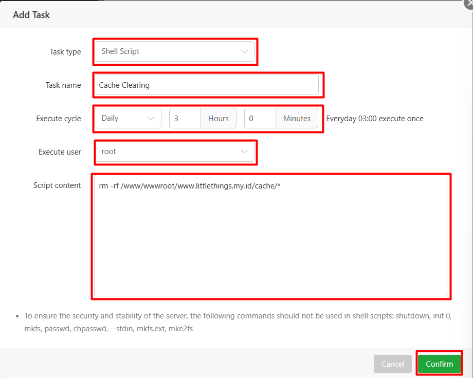 Cara Konfigurasi Cron Job di aaPanel untuk Otomatisasi Tugas 4 Cara Konfigurasi Cron Job di aaPanel untuk Otomatisasi Tugas 3