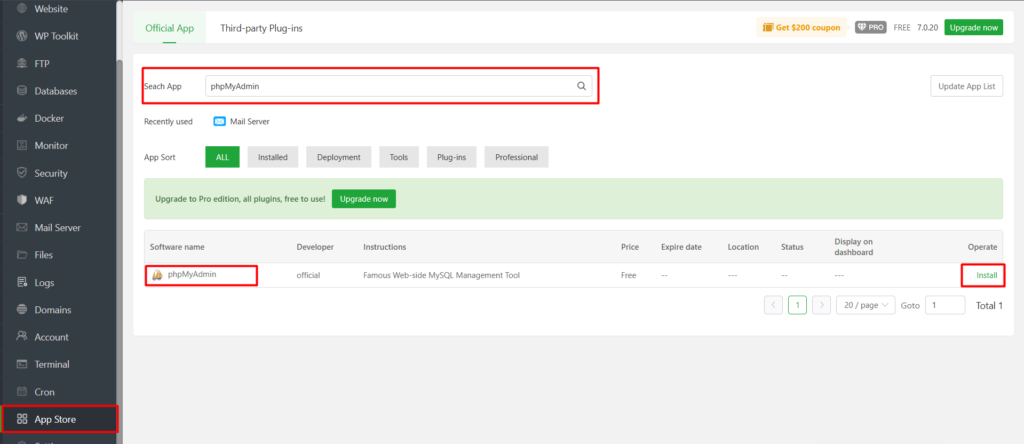 Instal phpMyAdmin di aaPanel: Alternatif GUI untuk MySQL