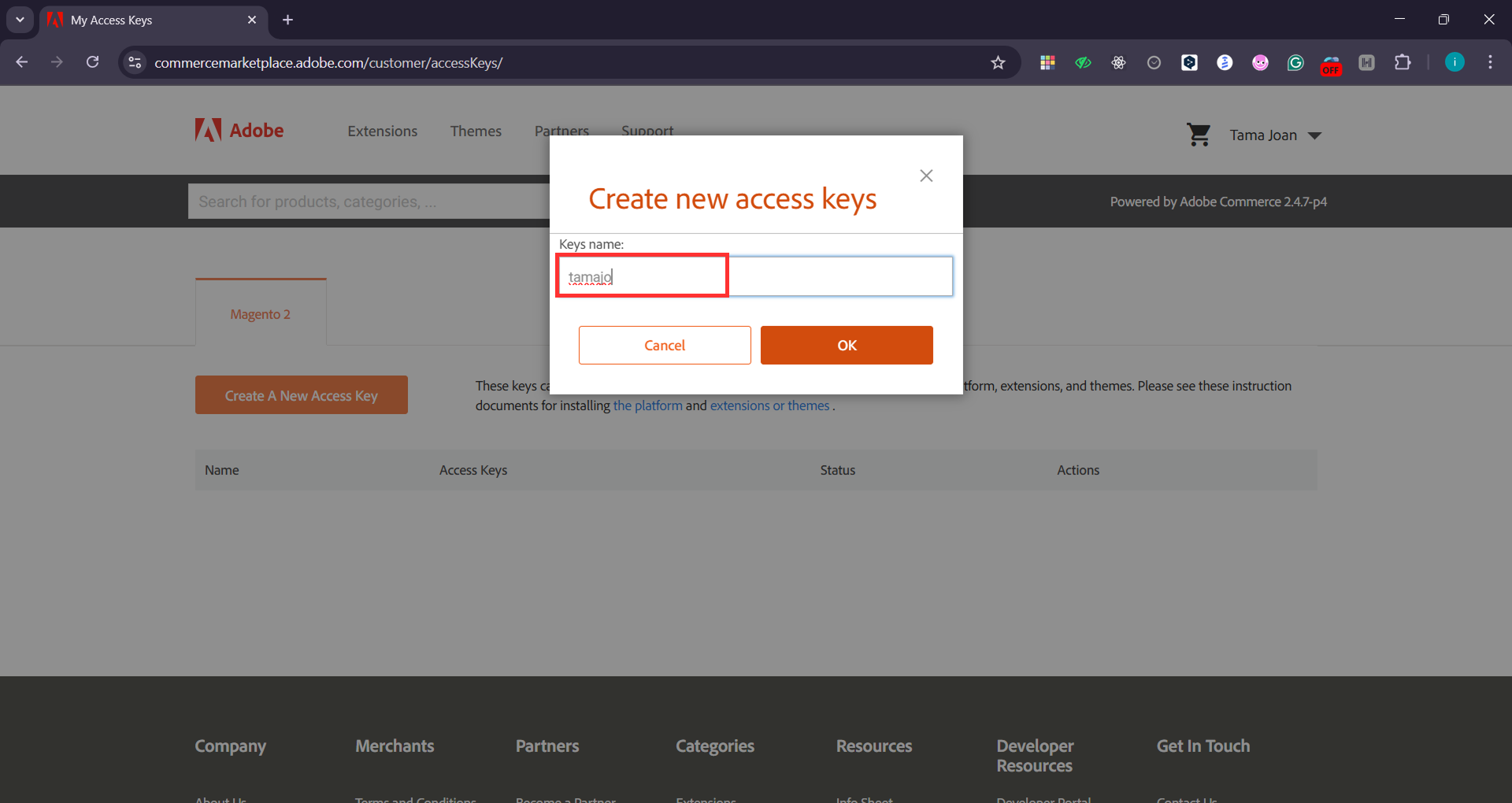 Tutorial Instal Magento dan Optimasi untuk E-commerce di VPS 5 Masukkan keys name