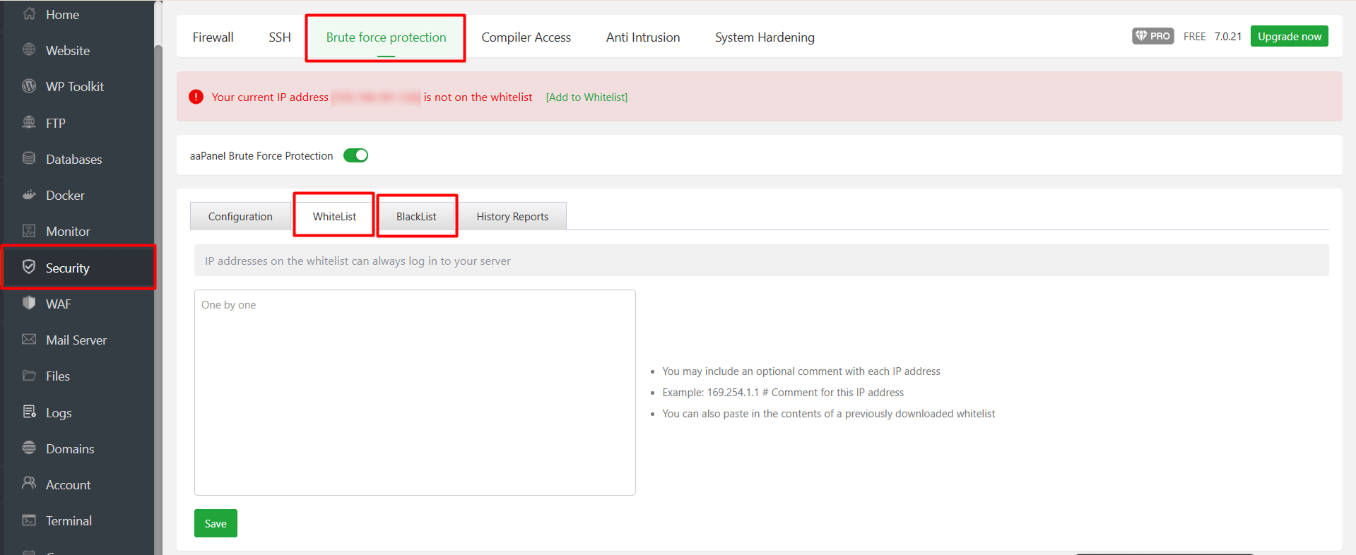 Panduan Cara Mengatur Whitelist dan Blacklist IP di aaPanel 4 Panduan Cara Mengatur Whitelist dan Blacklist IP di aaPanel 3