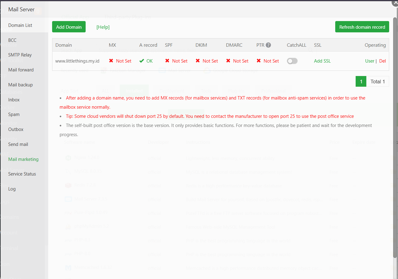 Cara Instal Mail Server di aaPanel untuk Kirim Email di VPS 9 Cara Instal Mail Server di aaPanel untuk Kirim Email di VPS 8