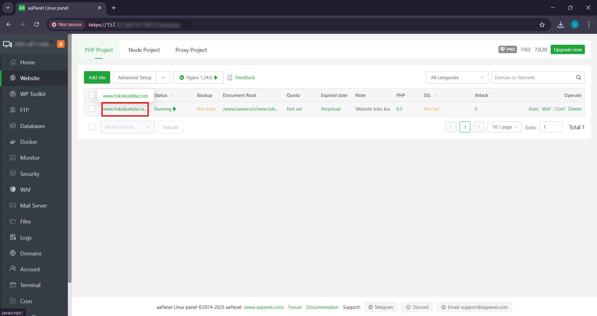 Cara Menambah & Mengelola Website di aaPanel, Cuma 5 Menit 7 Cara Menambah & Mengelola Website di aaPanel, Cuma 5 Menit 6