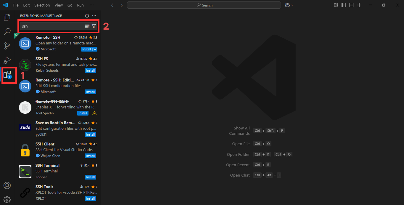 Tutorial Remote Development dengan VS Code Server di VPS 2 Pilih menu extensions