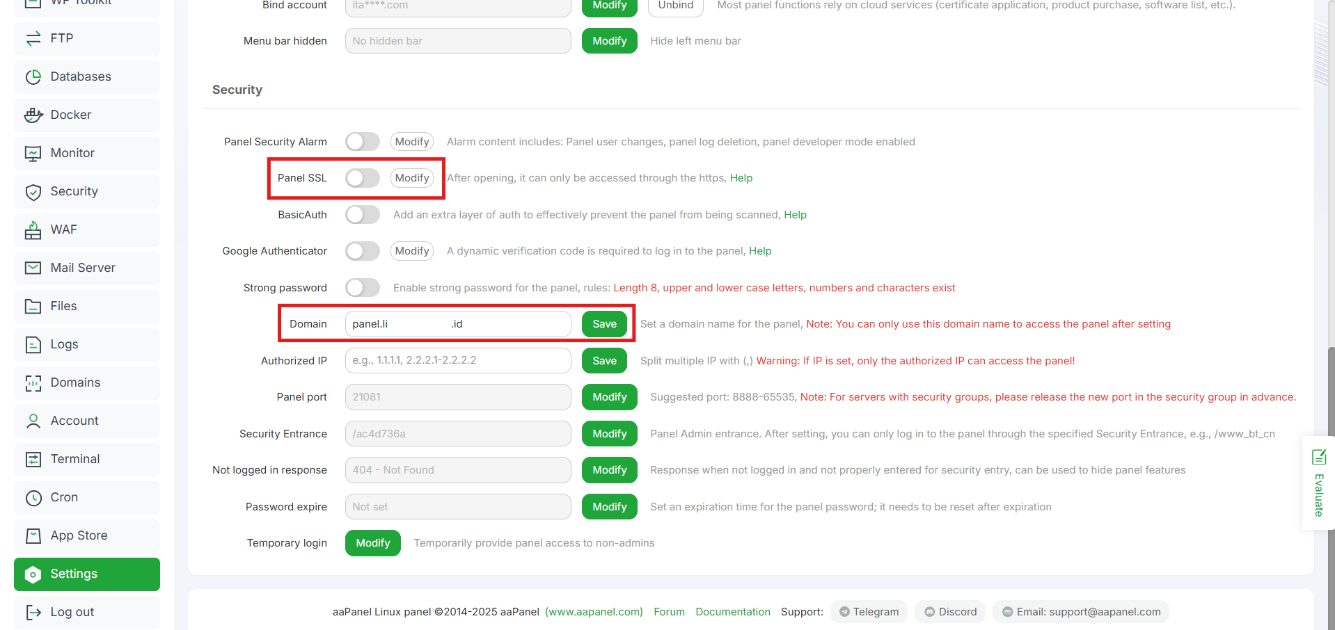 Cara Mengubah URL aaPanel dari Alamat IP ke Nama Domain 10 Cara Mengubah URL aaPanel dari Alamat IP ke Nama Domain 9