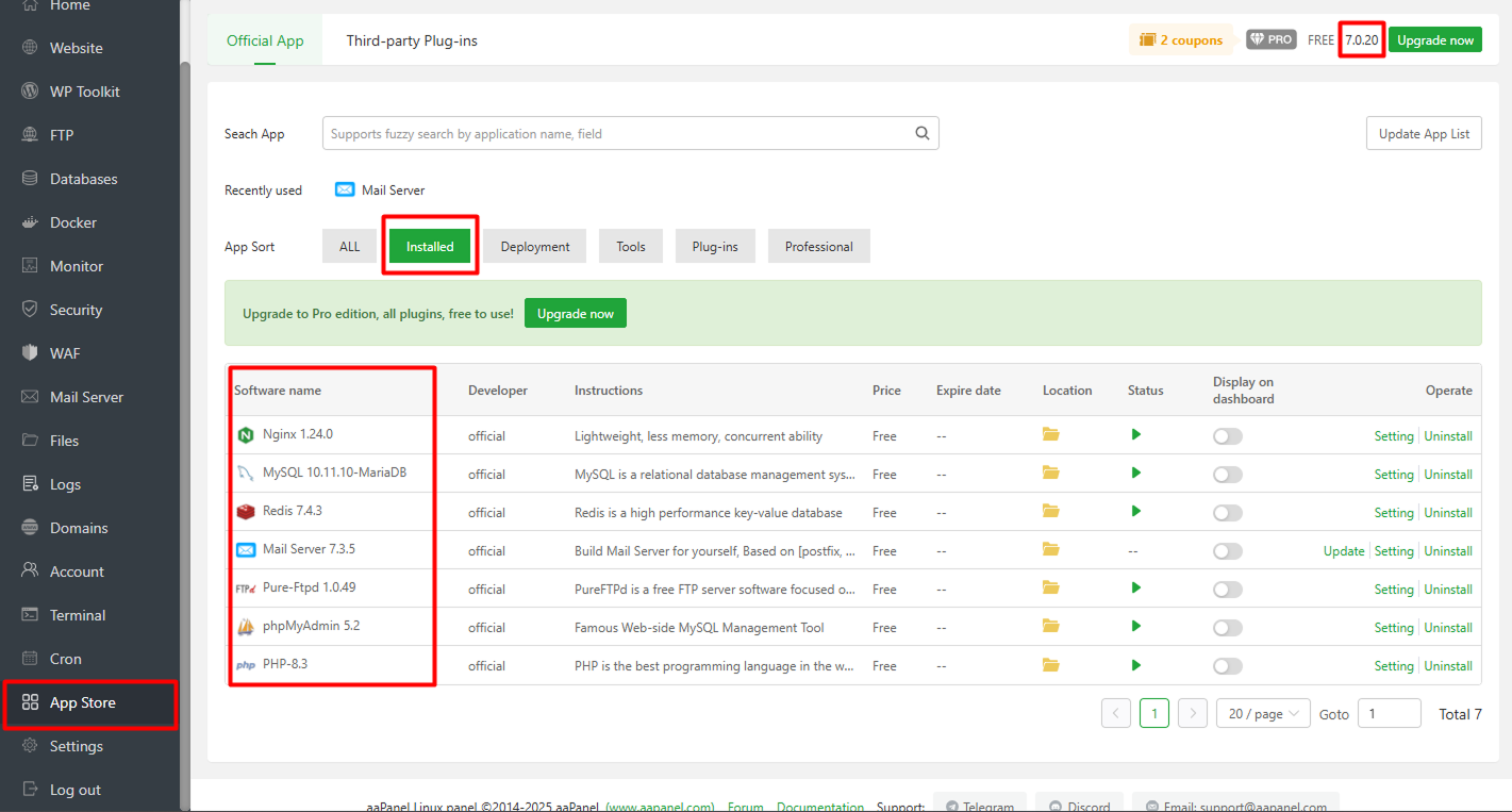 Cara Update Software dan Sistem di aaPanel dengan Aman 2 Cara Update Software dan Sistem di aaPanel dengan Aman 1