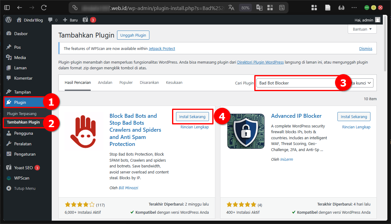 Cara Install Stop Bad Bots di Wordpress Untuk Block Bots 3 Cara Install Stop Bad Bots di WordPress Untuk Block Bots