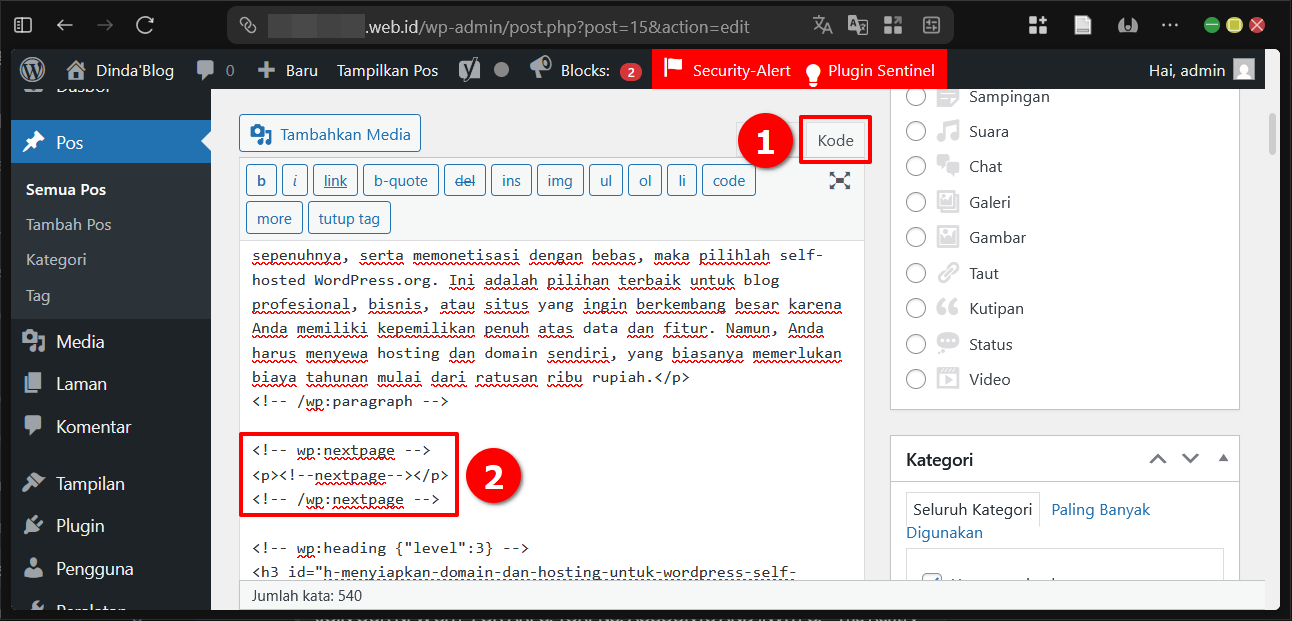 2 Cara Paginasi atau Split Post di Wordpress Tanpa Plugin 9 2 Cara Paginasi atau Split Post di WordPress Tanpa Plugin