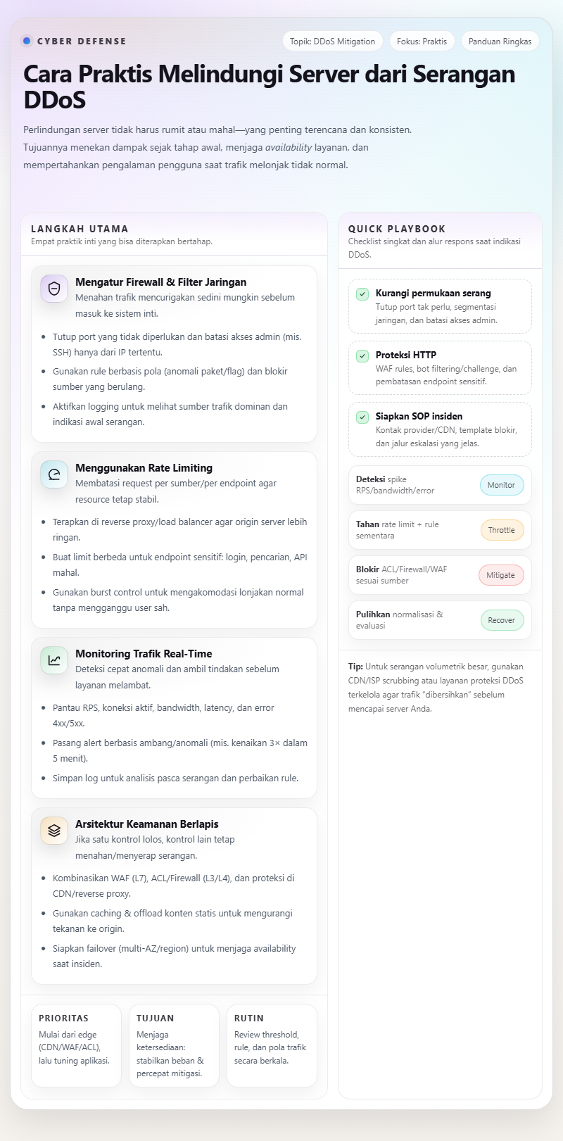 Cara Praktis Melindungi Server dari Serangan DDoS 5 Cara Melindungi Server dari Serangan DDoS