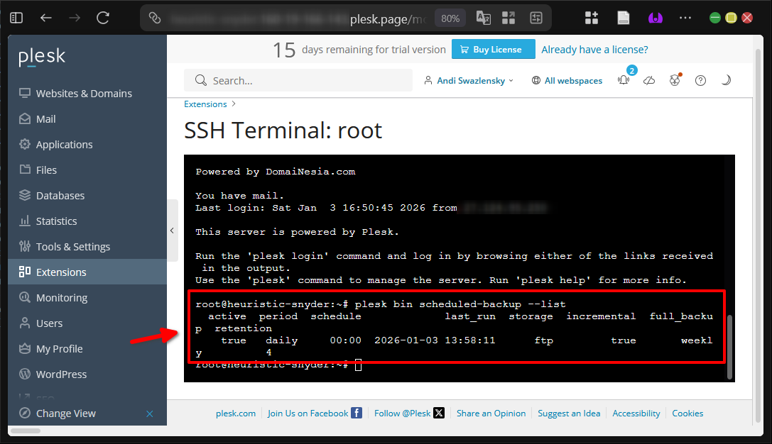 Cara Koneksi Schedule Backup di Plesk Panel Dengan FTPS 13 Cara Koneksi Schedule Backup di Plesk Panel Dengan FTPS