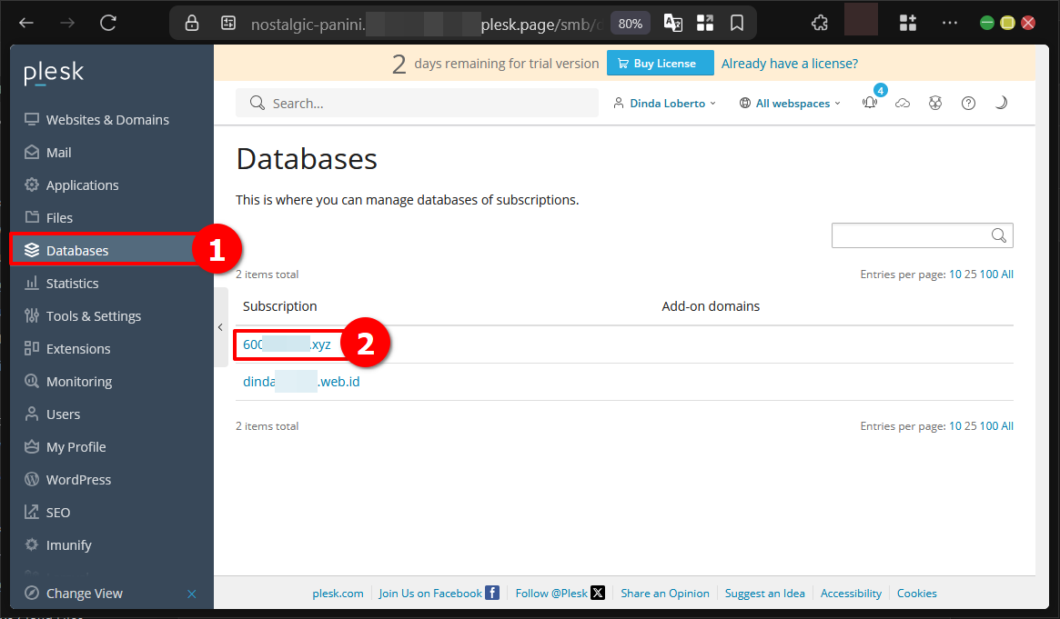 Cara Buat dan Koneksikan Database di Plesk Panel ke Web 6 Cara Buat dan Koneksikan Database di Plesk Panel ke Web