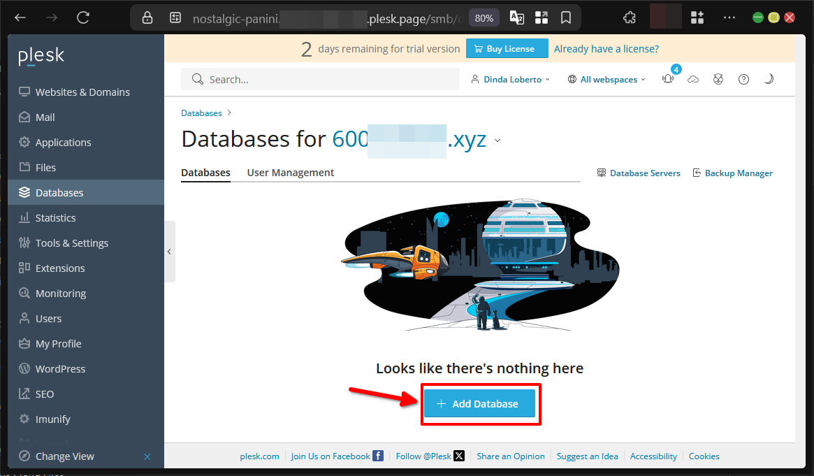 Cara Buat dan Koneksikan Database di Plesk Panel ke Web 7 Cara Buat dan Koneksikan Database di Plesk Panel ke Web