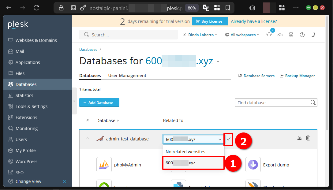Cara Buat dan Koneksikan Database di Plesk Panel ke Web 10 Cara Buat dan Koneksikan Database di Plesk Panel ke Web