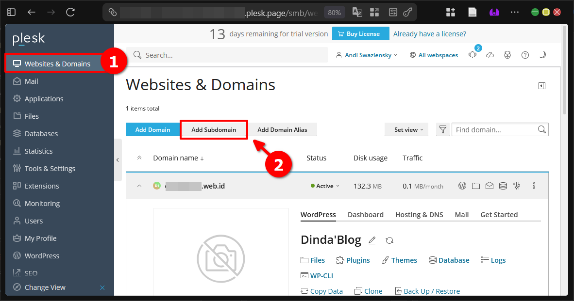 Panduan Membuat Sub Domain di Plesk Panel (Metode GUI) 6 Panduan Membuat Sub Domain di Plesk Panel (Metode GUI)