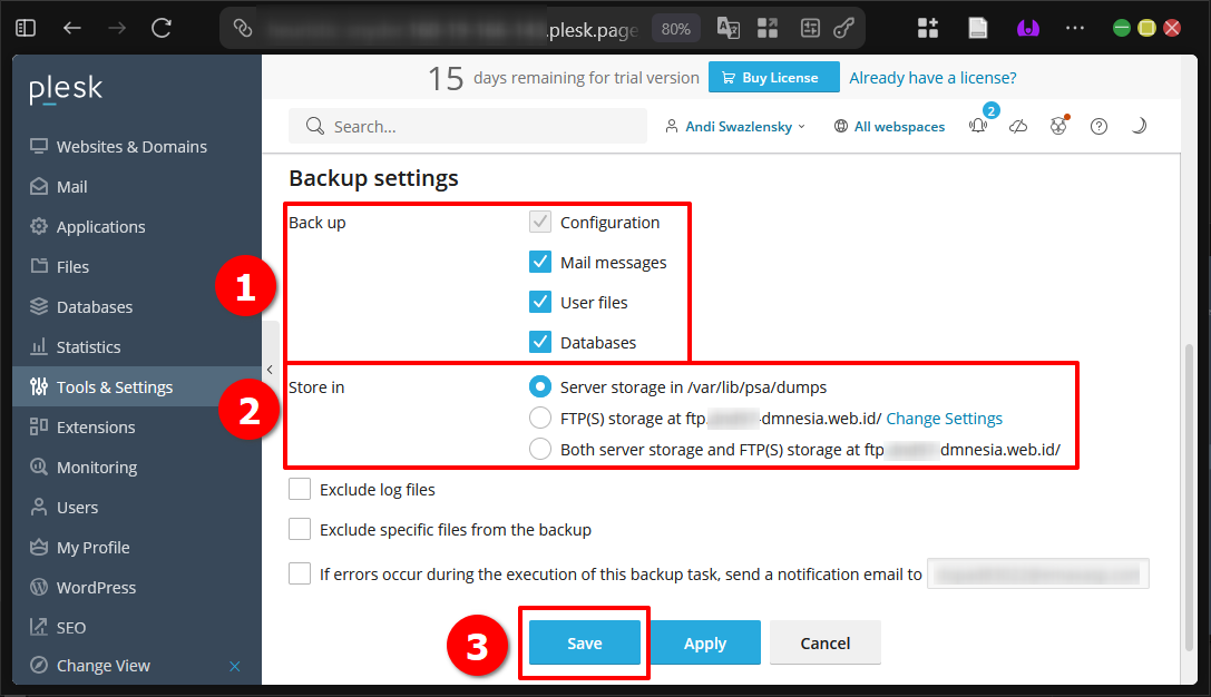 Panduan Schedule Backup di Plesk Panel (Metode GUI) 10 Panduan Schedule Backup di Plesk Panel (Metode GUI)