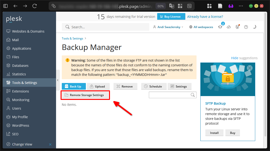 Panduan Schedule Backup di Plesk Panel (Metode GUI) 6 Panduan Schedule Backup di Plesk Panel (Metode GUI)