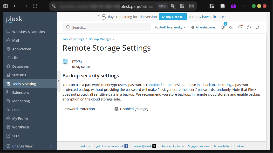 Panduan Schedule Backup di Plesk Panel (Metode GUI) 7 Panduan Schedule Backup di Plesk Panel (Metode GUI)