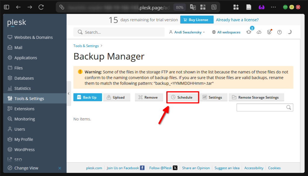 Panduan Schedule Backup di Plesk Panel (Metode GUI)